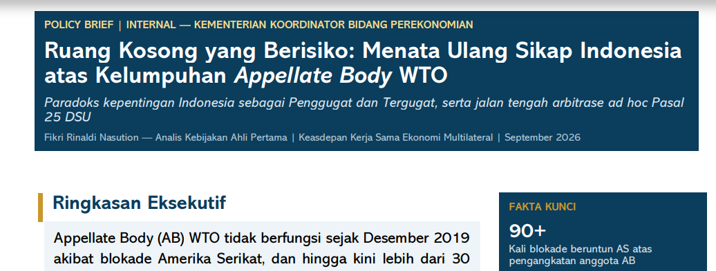 Ruang Kosong yang Berisiko: Menata Ulang Sikap Indonesia atas Kelumpuhan Appellate Body WTO